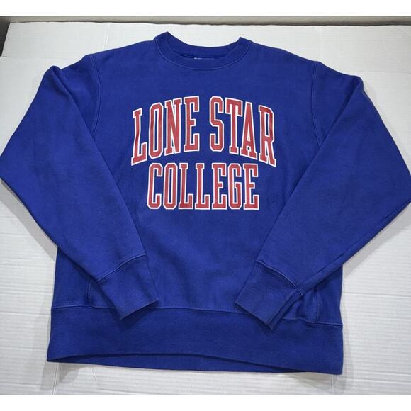 Champion Reverse Weave Lone Star College Sweatshirt Adult Medium Blue Mens - Picture 1 of 9